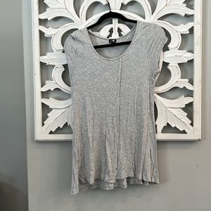 Ribbed tee, tunic length with front fold detail